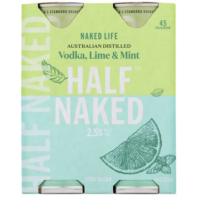 Half Naked Vodka Lime Mint Can 250mL Pack 4 | Liquorland