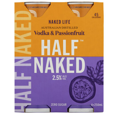 Half Naked Vodka Passionfruit Can 250mL Pack 4 | Liquorland