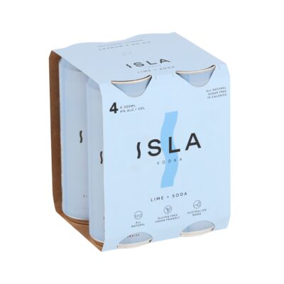 Isla Vodka Lime Soda Can 330mL Pack 4 | Liquorland