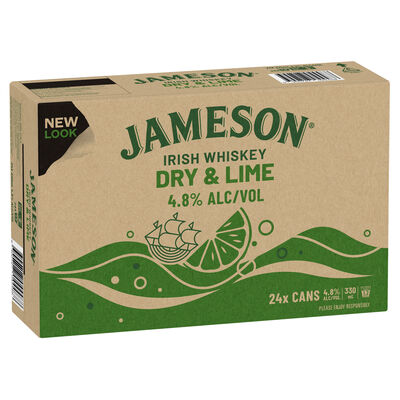 Jameson Dry Lime 4 8 Can 330mL Carton 24 | Liquorland