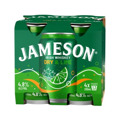 Jameson Dry Lime 4 8 Can 330mL Pack 4 | Liquorland