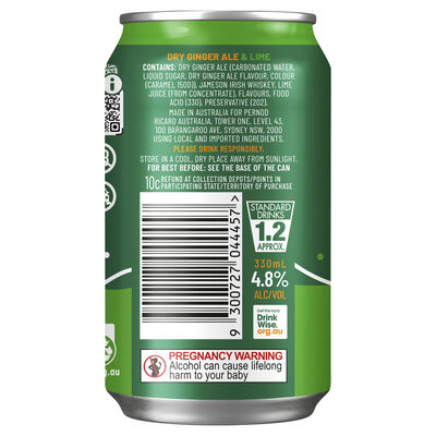 Jameson Dry Lime 4 8 Can 330mL Pack 4 | Liquorland