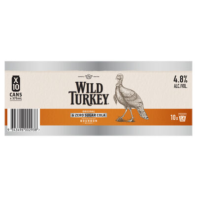 Wild Turkey Zero Cola Can 375mL 10pk Pack 10 | Liquorland