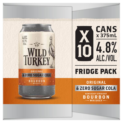 Wild Turkey Zero Cola Can 375mL 10pk Pack 10 | Liquorland