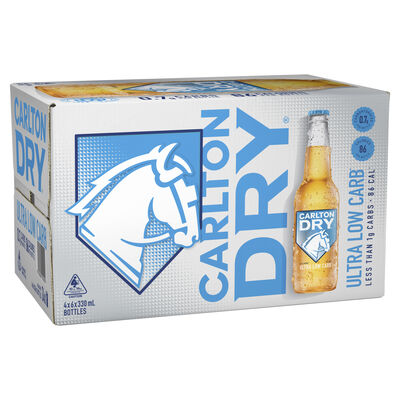 Carlton Dry Ultra Low Carb Lager Bottle 330mL Carton 24 | Liquorland