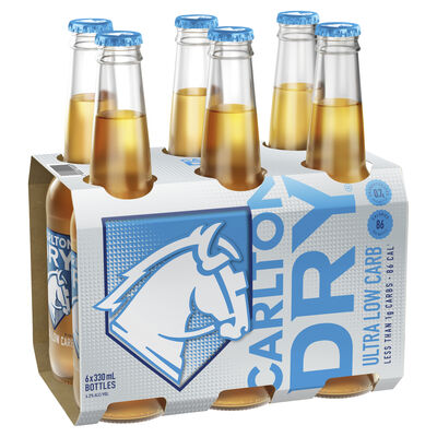 Carlton Dry Ultra Low Carb Lager Bottle 330mL Pack 6 | Liquorland