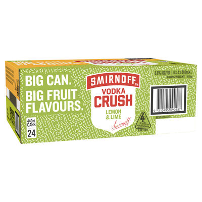 Smirnoff Crush Lemon Lime Can 6 440mL Carton 24 | Liquorland