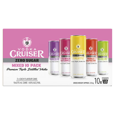 Vodka Cruiser Sugar Free Mixed Pack Can 275mL 10pk Pack 10 | Liquorland
