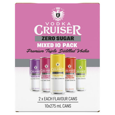 Vodka Cruiser Sugar Free Mixed Pack Can 275mL 10pk Pack 10 | Liquorland