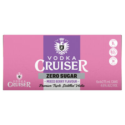 Vodka Cruiser Sugar Free Mixed Berry Can 275mL Carton 24 | Liquorland