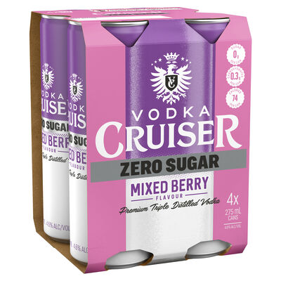 Vodka Cruiser Sugar Free Mixed Berry Can 275mL Pack 4 | Liquorland