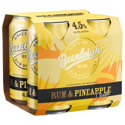 Beenleigh White Rum Pineapple Crush Can 375mL Pack 4 | Liquorland