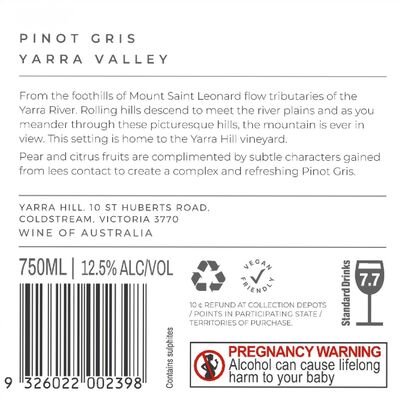 Yarra Hill Pinot Gris 750mL Each | Liquorland