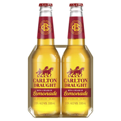 Carlton Draught Lemonade Bottle 330mL Pack 6 | Liquorland