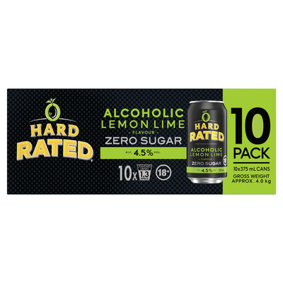 Hard Rated Lemon Lime Zero Sugar Can 375mL 10pk Pack 10 | Liquorland