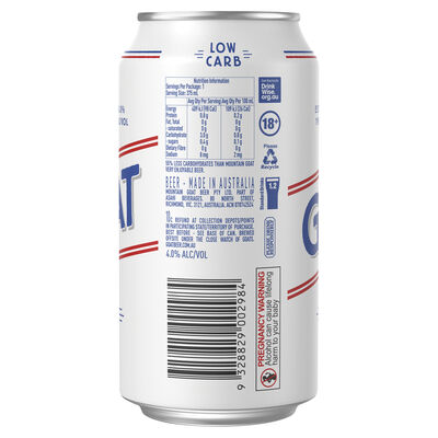 Mountain Goat Low Carb Can 375mL Each | Liquorland