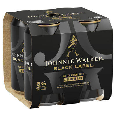 Johnnie Walker Black Cola Can 375mL Carton 24 | Liquorland