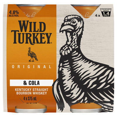 Wild Turkey Cola Can 375mL Pack 4 | Liquorland