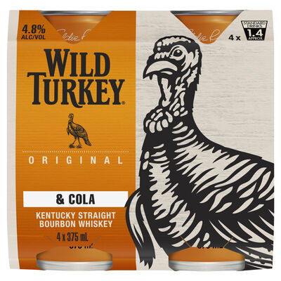 Wild Turkey Cola Can 375mL Pack 4 | Liquorland