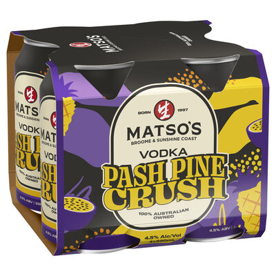 Matso S Vodka Pash Pine Crush Can 330mL Pack 4 | Liquorland
