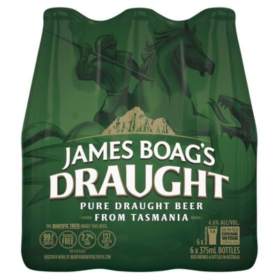 Boags Draught Bottle 375mL Pack 6 | Liquorland