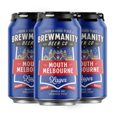Brewmanity The Mouth Of Melbourne Lager Can 375mL Pack 4 | Liquorland