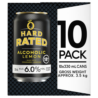 Hard Rated Lemon 6 Can 330mL 10pk Pack 10 | Liquorland