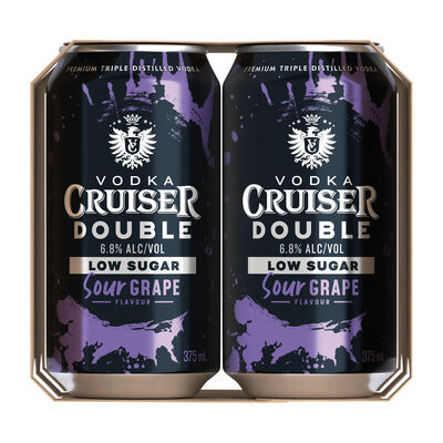 Vodka Cruiser Double Sour Grape Low Sugar Can 375mL Pack 4 | Liquorland