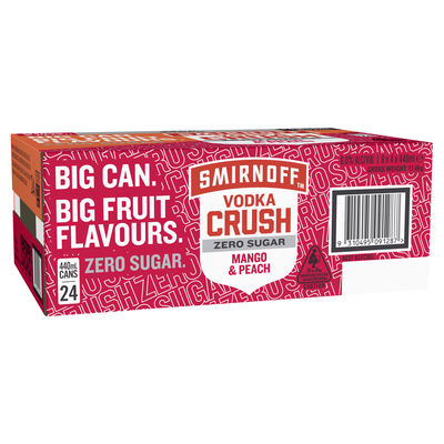 Smirnoff Crush Mango Peach Zero Sugar 6 Can 440mL Carton 24 | Liquorland