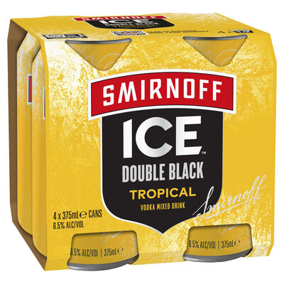 Smirnoff Ice Double Black Tropical Crush 6 5 Can 375mL Pack 4 | Liquorland