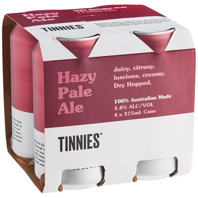 Tinnies Hazy Pale Can 375mL Pack 4 | Liquorland