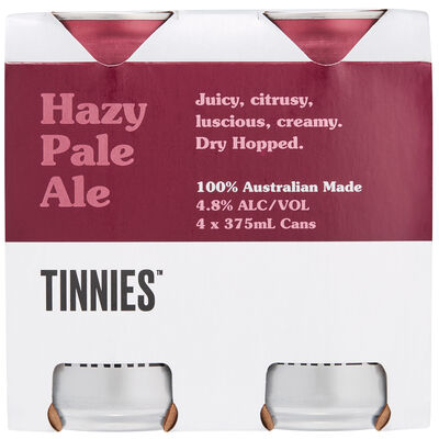 Tinnies Hazy Pale Can 375mL Pack 4 | Liquorland