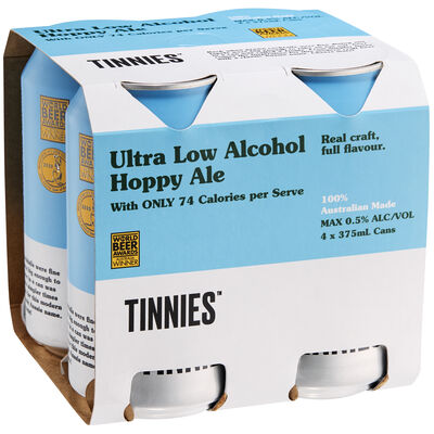 Tinnies Ultra Low Alcohol Can 375mL Pack 4 | Liquorland