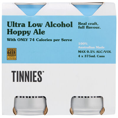 Tinnies Ultra Low Alcohol Can 375mL Pack 4 | Liquorland