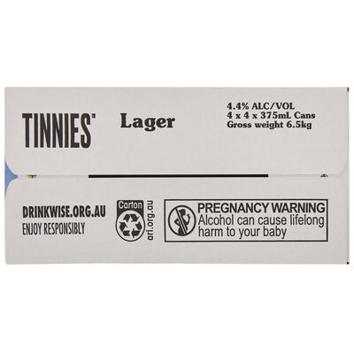 Tinnies Lager Can 375mL Carton 16 | Liquorland
