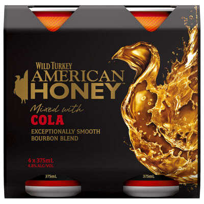 Wild Turkey American Honey Cola Can 375mL Pack 4 | Liquorland