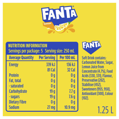 Fanta Lemon Soft Drink 1250mL Each | Liquorland